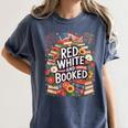 Retro Floral Red & Booked Library Reading 4th Of July Women's Comfort Colors T-Shirt Moss