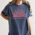 Retro Grow In Grace Wildflower Book Christian Bible Verse Women's Comfort Colors T-Shirt Moss