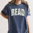 Retro Read Floral Reading Bookworm Librarian Book Lover Women's Comfort Colors T-Shirt Moss