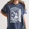 Retro Trendy Bookish Book Lover Reading Quotes Leaving Reality Entering Fiction -Adults Small Short Sleeve T-Shirt Women's Comfort Colors T-Shirt Moss