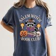 Salem Witch Book Club Bookish Halloween Raccoon Witchcraft Women's Comfort Colors T-Shirt Moss