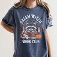 Salem Witch Book Club Raccoon Halloween Women's Comfort Colors T-Shirt Moss Salem Witch Book Club Raccoon Halloween Women's Comfort Colors T-Shirt Moss