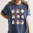 Santa Ghost Reading Books Christmas Library Teacher Women's Comfort Colors T-Shirt Moss