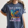 Save A Dragon Ride A Wingleader Books Dragon Lover Cute Women's Comfort Colors T-Shirt Moss