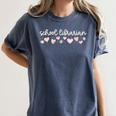 School Librarian Valentines Day Daisy Library Book Lover Women's Comfort Colors T-Shirt Moss