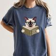 Siamese Cat Reading Book How To Train Your Human Humorous Women's Comfort Colors T-Shirt Moss