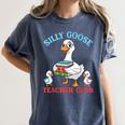 Silly Goose With Books Teacher Club School Educator Women's Comfort Colors T-Shirt Moss Silly Goose With Books Teacher Club School Educator Women's Comfort Colors T-Shirt Moss
