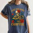 Skeleton Read Book Just One More Chapter Floral Book Lover Women's Comfort Colors T-Shirt Moss