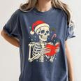 Skeleton Reading Book Christmas Teacher Librarian Book Lover Women's Comfort Colors T-Shirt Moss Skeleton Reading Book Christmas Teacher Librarian Book Lover Women's Comfort Colors T-Shirt Moss