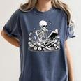 Skeleton Reading Book Floral Dark For Book Lovers Women's Comfort Colors T-Shirt Moss