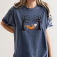 Skeleton Reading Book In Hammock Halloween Reader Women's Comfort Colors T-Shirt Moss
