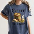 Sleeping Cat And Books With Coffee Lover Women's Comfort Colors T-Shirt Moss