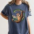 Sloth Reading a Book Lazy Sloth Bookworm Women's Comfort Colors T-Shirt Moss Sloth Reading a Book Lazy Sloth Bookworm Women's Comfort Colors T-Shirt Moss
