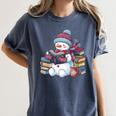 Snowman Reading Book Lovers Christmas Bookworm Librarian Women's Comfort Colors T-Shirt Moss Snowman Reading Book Lovers Christmas Bookworm Librarian Women's Comfort Colors T-Shirt Moss