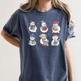 Snowman Reading Book Santa Christmas Bookish Teacher Women's Comfort Colors T-Shirt Moss Snowman Reading Book Santa Christmas Bookish Teacher Women's Comfort Colors T-Shirt Moss