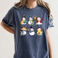 Snowman Reading Books Teacher Christmas Librarian Bookworm Women's Comfort Colors T-Shirt Moss