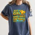 Softball Just A Girl Comic Book Style Graphic For Teens Women's Comfort Colors T-Shirt Moss Softball Just A Girl Comic Book Style Graphic For Teens Women's Comfort Colors T-Shirt Moss