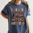 Spooky Halloween Bookshelf Bookcase Read More Books Women's Comfort Colors T-Shirt Moss