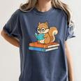 Squirrel Reading Book Glasses Bookworm Librarian Women's Comfort Colors T-Shirt Moss Squirrel Reading Book Glasses Bookworm Librarian Women's Comfort Colors T-Shirt Moss