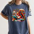 Squirrel Reading a Book Lover Bookworm Women's Comfort Colors T-Shirt Moss
