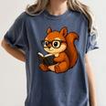Squirrel Reading Book Lover Women's Comfort Colors T-Shirt Moss