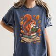 Squirrel Reading Book Lovers Fall Leaves Library Books Women's Comfort Colors T-Shirt Moss Squirrel Reading Book Lovers Fall Leaves Library Books Women's Comfort Colors T-Shirt Moss