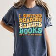 I Survived Reading Banned Books Read Librarian Men Women Women's Comfort Colors T-Shirt Moss