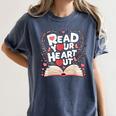 Teach Inspire Grow Everyday Read Your Heart Out Valentine Book-Themed Small Women's Comfort Colors T-Shirt Moss