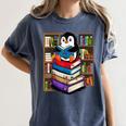 Teacher Librarian Kawaii Penguin Book Lover Penguin Women's Comfort Colors T-Shirt Moss