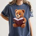 Teddy Bear Reading a Book Women's Comfort Colors T-Shirt Moss