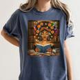 History Month Black Afro Girl Women Book Lovers Flower Women's Comfort Colors T-Shirt Moss