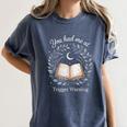 You Had Me At Trigger Warning Dark Romance Skeleton Book Women's Comfort Colors T-Shirt Moss