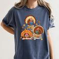 Turkey Read Books Reading Fall Thanksgiving Teacher Women's Comfort Colors T-Shirt Moss