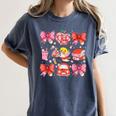Valentine Cupid Coquette Pink Bow Apple Books Teacher Women's Comfort Colors T-Shirt Moss Valentine Cupid Coquette Pink Bow Apple Books Teacher Women's Comfort Colors T-Shirt Moss