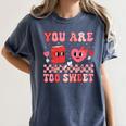 Valentine Day Book You Are Too Sweet Librarian Teacher Kids Women's Comfort Colors T-Shirt Moss