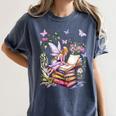 Watercolor Butterfly Fairy Read Book Library Fantasy Novel Women's Comfort Colors T-Shirt Moss