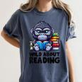 Wild About Reading Book Lover Gorilla Women's Comfort Colors T-Shirt Moss