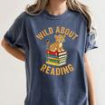 Wild About Reading Cute Leopard Teacher Kids Book Lover Women's Comfort Colors T-Shirt Moss Wild About Reading Cute Leopard Teacher Kids Book Lover Women's Comfort Colors T-Shirt Moss