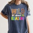 Wild About Reading Library Day Reading Books & Bookworm Women's Comfort Colors T-Shirt Moss