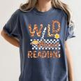 Wild About Reading Teacher Reading Books Back To School Women's Comfort Colors T-Shirt Moss