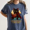 Wizard Cat Reading a Book While Crocheting Women's Comfort Colors T-Shirt Moss