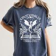 Women Dragons Bookish Fantasy Book Club Book Lover Reader Women's Comfort Colors T-Shirt Moss