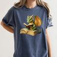 Women's Dragon Bookworm Reading Book Graphic Women's Comfort Colors T-Shirt Moss Women's Dragon Bookworm Reading Book Graphic Women's Comfort Colors T-Shirt Moss