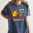 Women's Girls Softball Play Like A Girl Comic Book Pop Art Women's Comfort Colors T-Shirt Moss Women's Girls Softball Play Like A Girl Comic Book Pop Art Women's Comfort Colors T-Shirt Moss