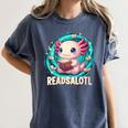 Women's Readsolotl Kawaii Axolotl Reading Book Lover Women's Comfort Colors T-Shirt Moss
