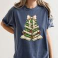 Xmas Tree Books Merry Christmas Coquette Bow Teacher Holiday Women's Comfort Colors T-Shirt Moss Xmas Tree Books Merry Christmas Coquette Bow Teacher Holiday Women's Comfort Colors T-Shirt Moss