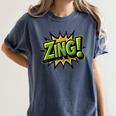 ZING Comic Book Retro Artwork – Cartoon Collector Women's Comfort Colors T-Shirt Moss ZING Comic Book Retro Artwork – Cartoon Collector Women's Comfort Colors T-Shirt Moss