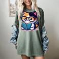 Adorable Book Lover Calico Cat With Reading Glasses Cute For Men Women Kids Women's Comfort Colors T-Shirt Berry
