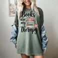 Books Are My Therapy Coffee Books Flowers Bookish Book Lover Women's Comfort Colors T-Shirt Berry