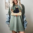 Cat On Open Book Mushrooms Ferns Dark Academia Women's Comfort Colors T-Shirt Berry